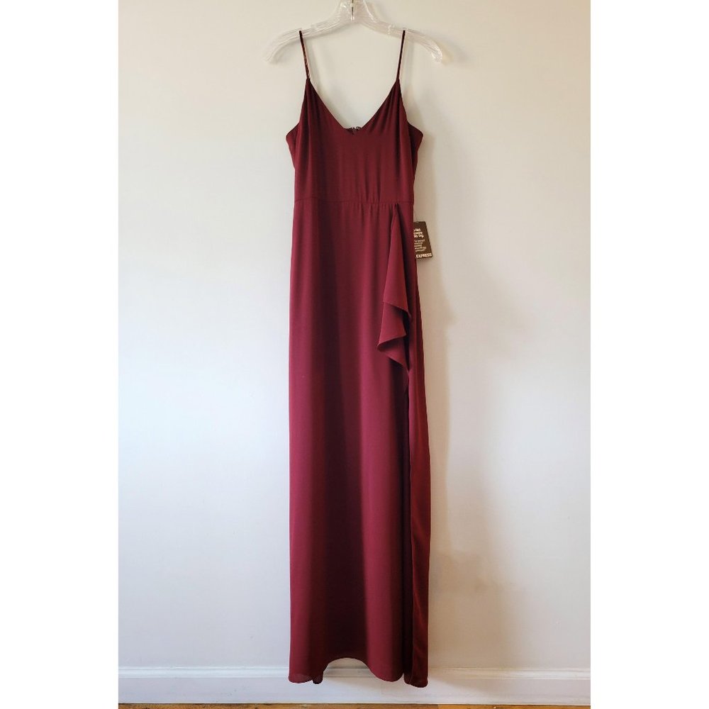 NWT Express burgundy high slit maxi spaghetti strap maxi dress